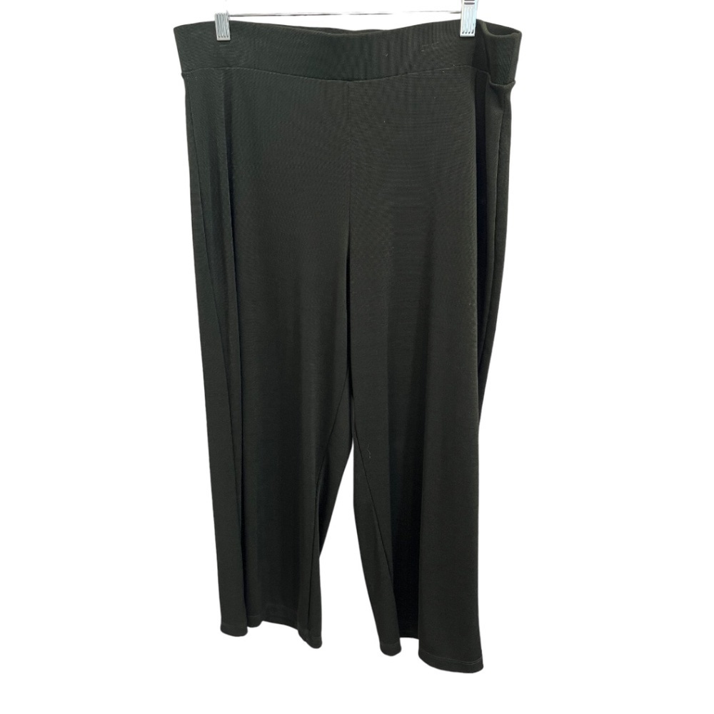 Birch Hill Stretchy Wide Leg Black Cropped Pull-On Knit Pants Size Large